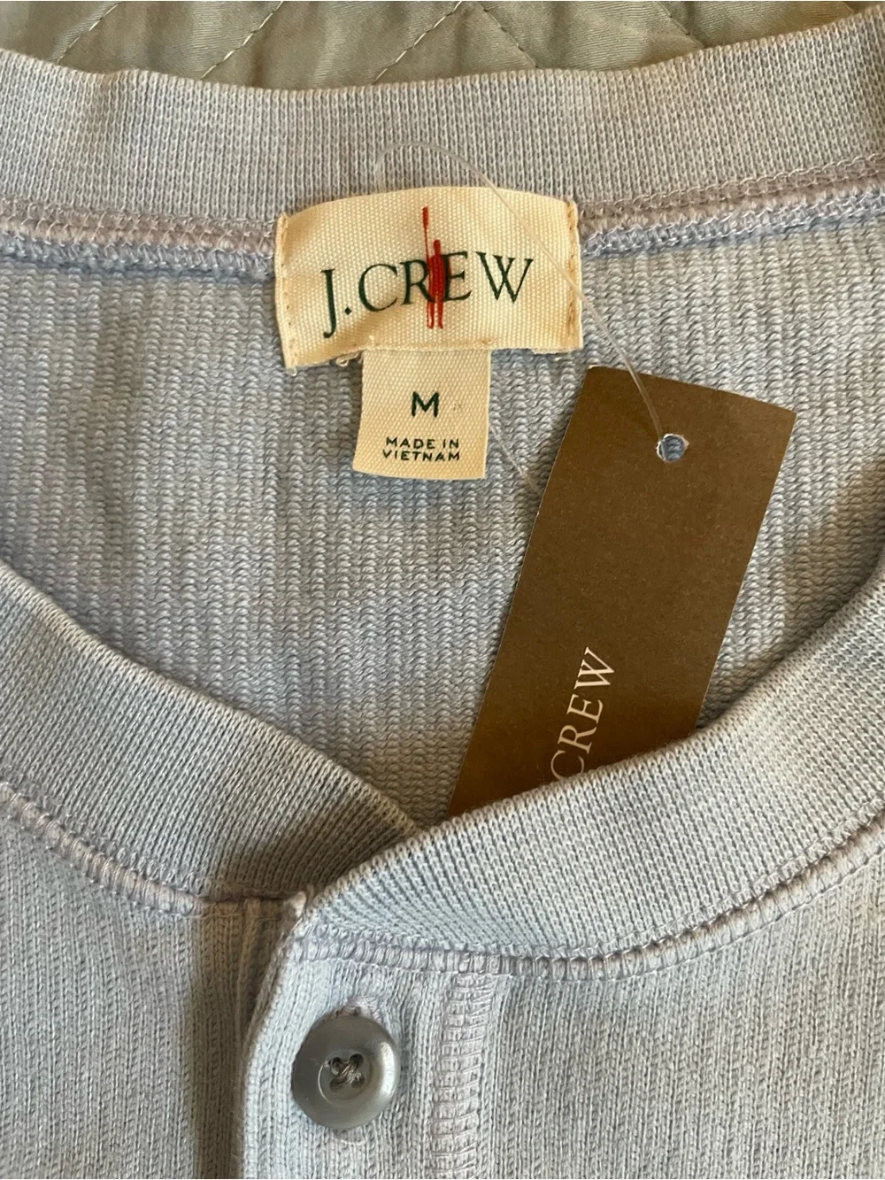 J. CREW Dense cotton herringbone henley in Peri Shadow Size M NWT $79.50 CR408